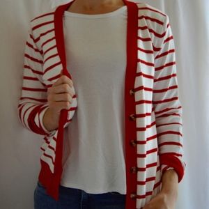 Medium Red & White Stripe Cardigan